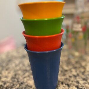 Vintage Tupperware Tumblers Set 4 Retro Stackable Cups